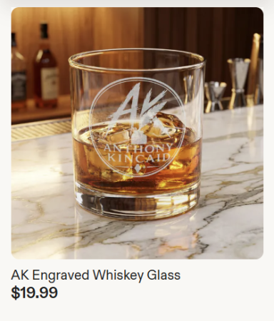 Anthony Kincaid Logo Whiskey Glass